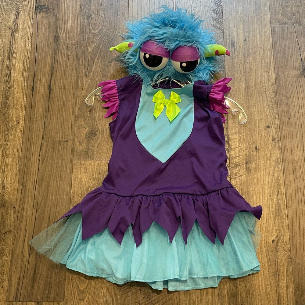 Leg Avenue Girls Monster Costume Dress Purple Turquoise Blue‎ Faux Fur Hood S/P